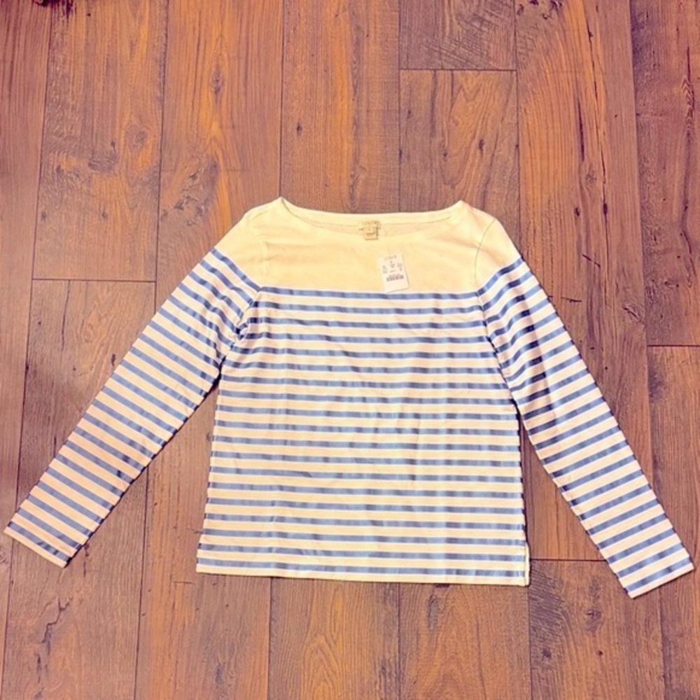 JCREW Women’s Blue shimmer Striped Long Sleeve Shirt NWT